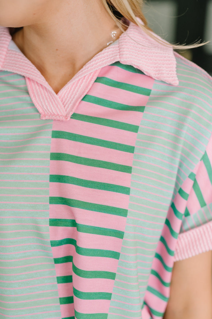 Can't Control It Collared Color Block Top - 6/5