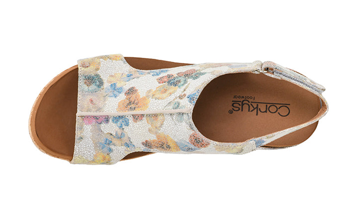 Carley Wedges - Putty Washed Flower by Corkys