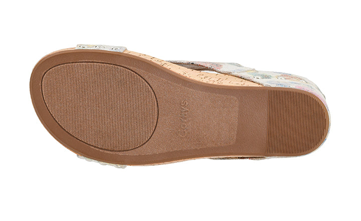Carley Wedges - Putty Washed Flower by Corkys