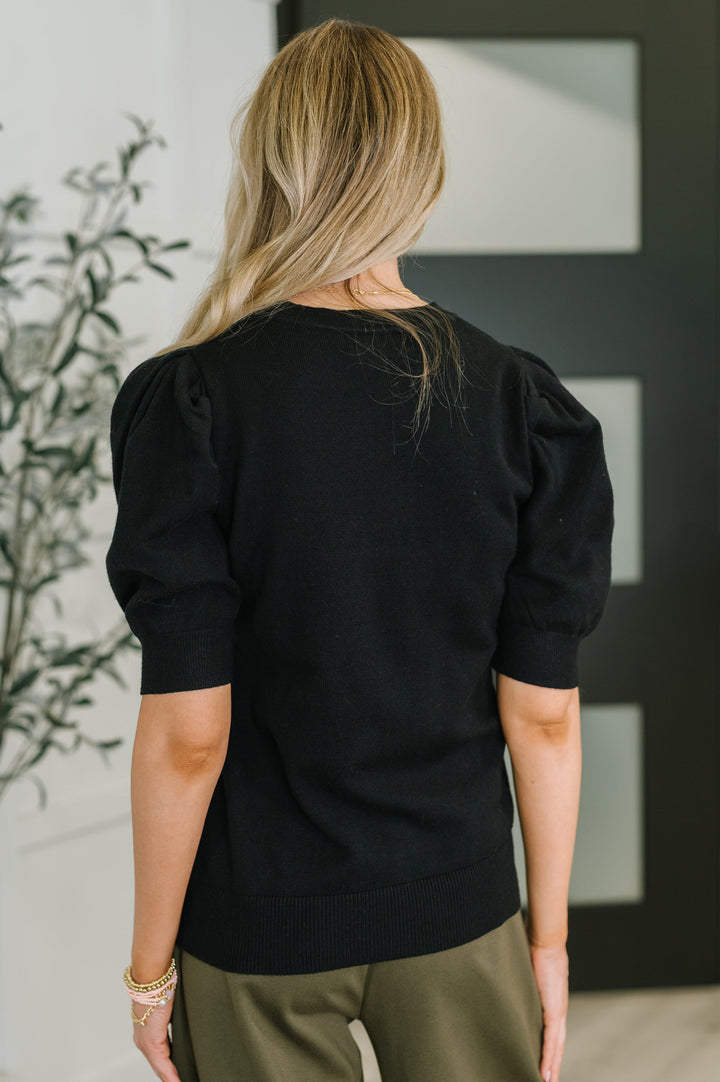 Casually Classy Puff Sleeve Blouse in Black