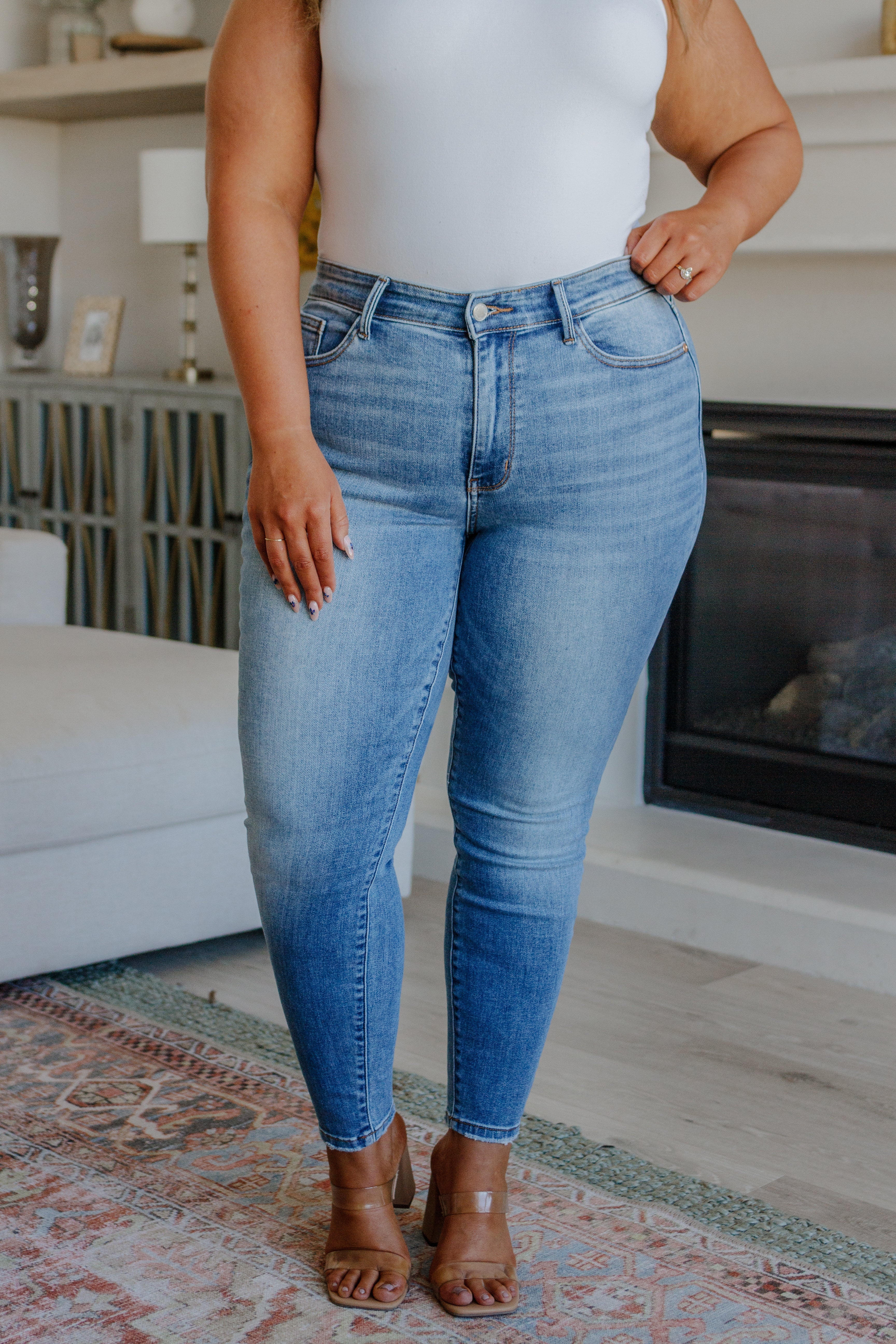 Catherine Mid Rise Vintage Skinny Jeans by Judy Blue