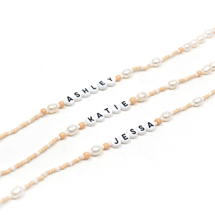 Customized Champagne and Pearls Beaded Necklace by the Sis Kiss (Ships in 4 Weeks)