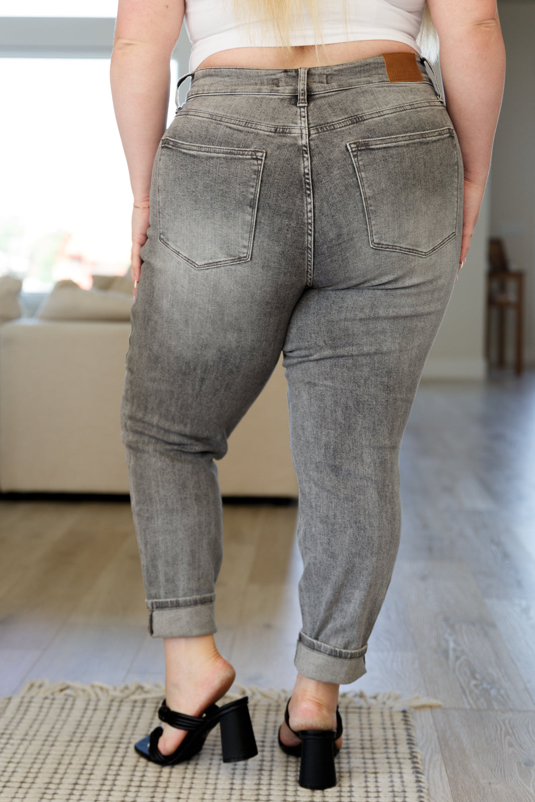Charlotte High Rise Stone Wash Slim Jeans in Gray by Judy Blue