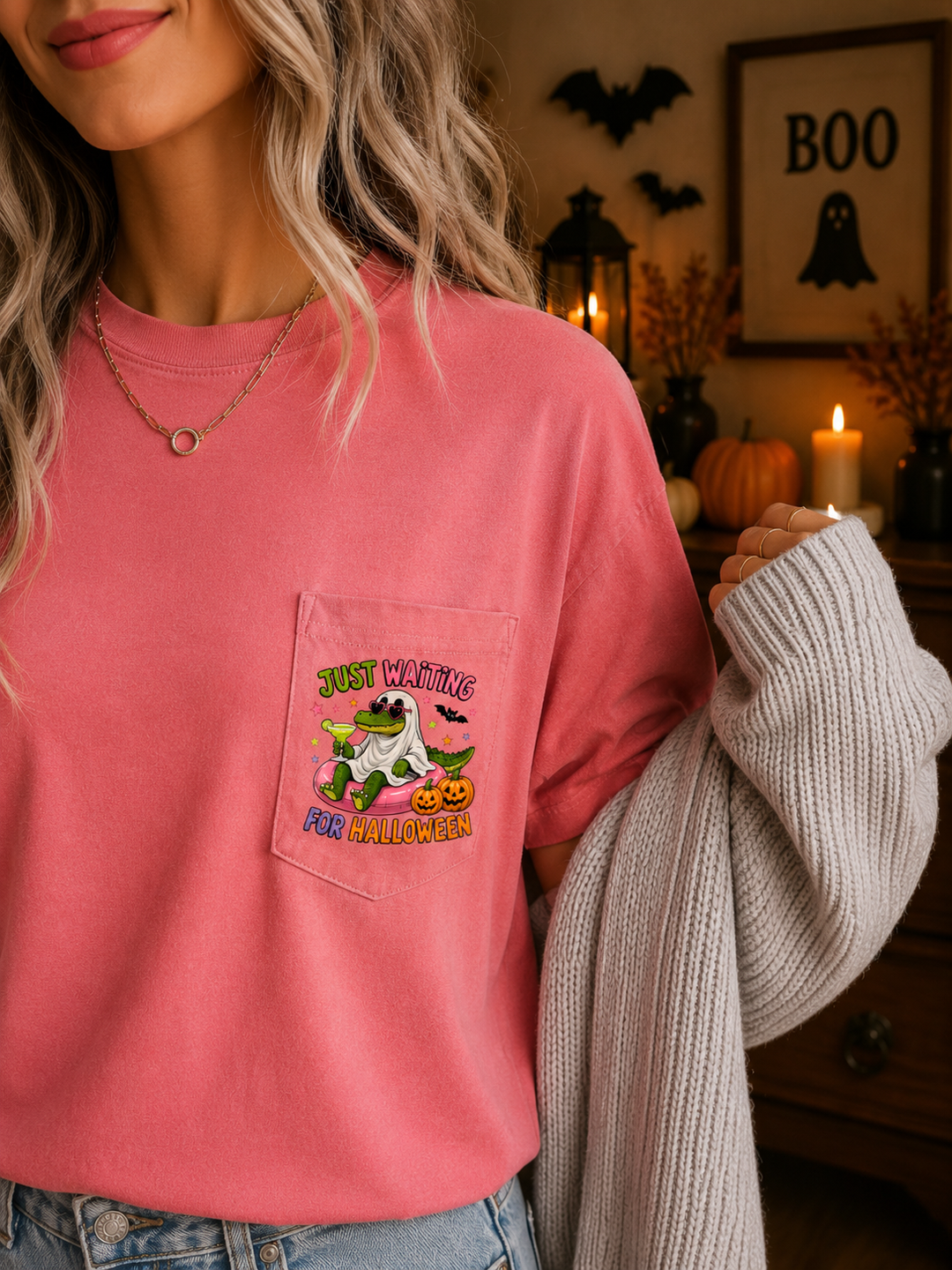 by PrepO: Waiting for Halloween Pocket Tee by Prep Obsessed (Ships in 1-2 Weeks)