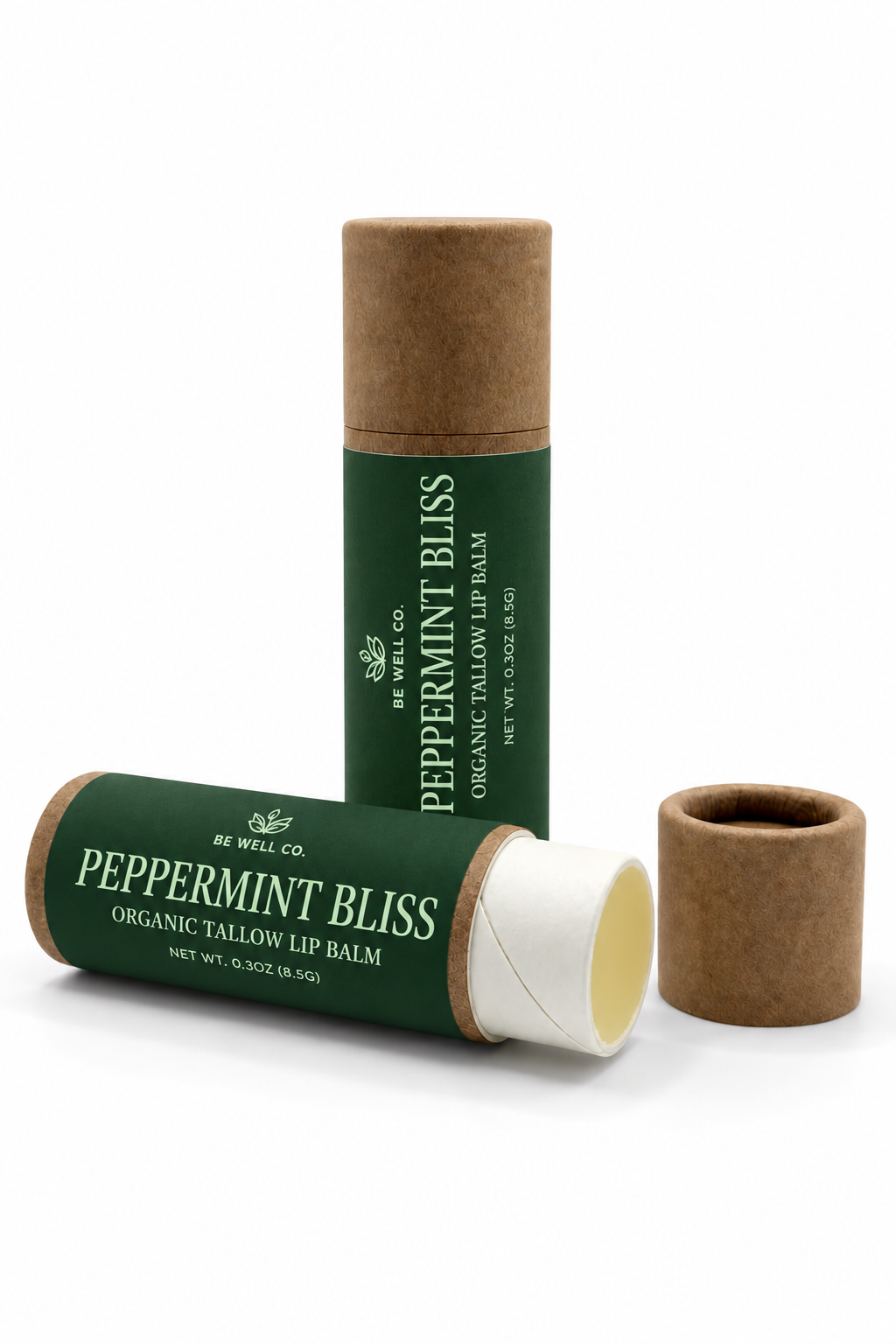 Peppermint Bliss Organic Tallow Lip Balm By Be Well Co. (Ready To Ship)