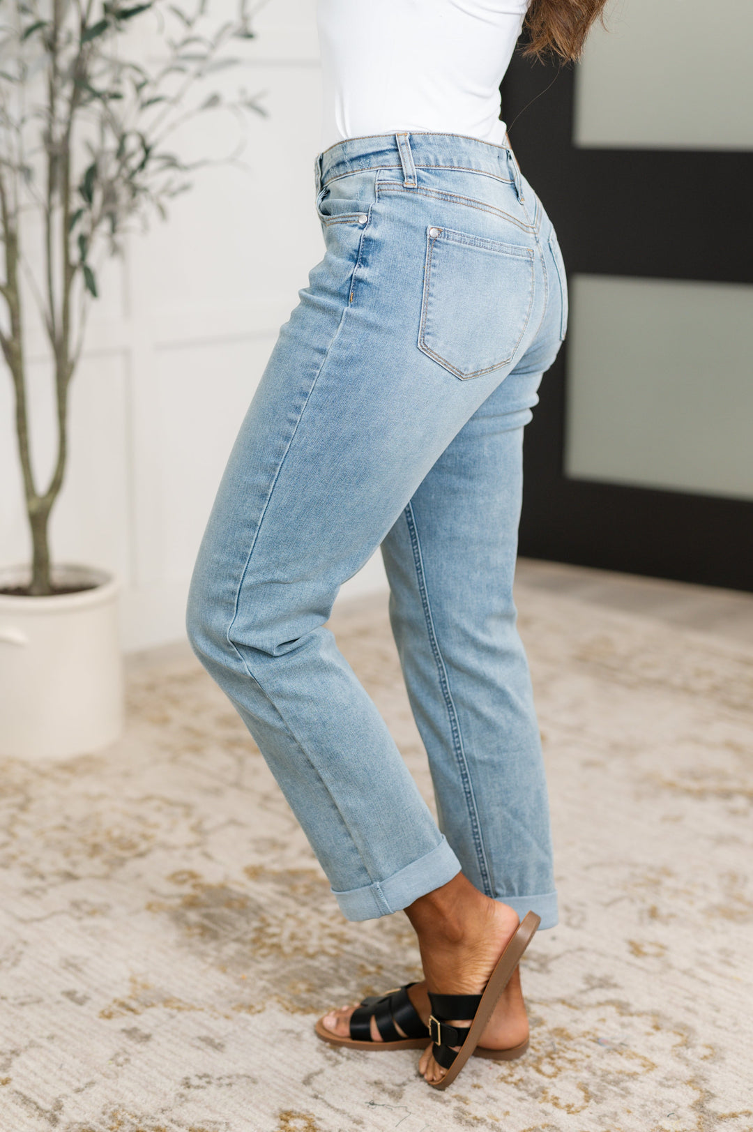 Cheyenne V-Front Cool Denim Boyfriend Jeans by Judy Blue