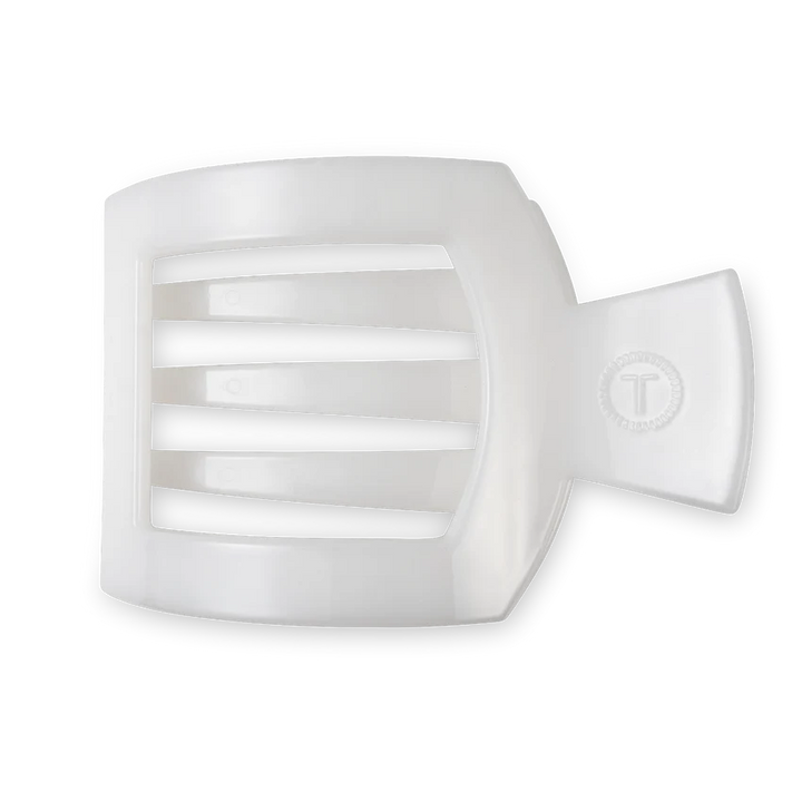 Large Teleties Flat Square Clip - Coconut White