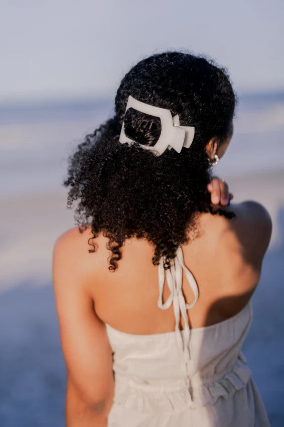 Large Teleties Flat Square Clip - Coconut White