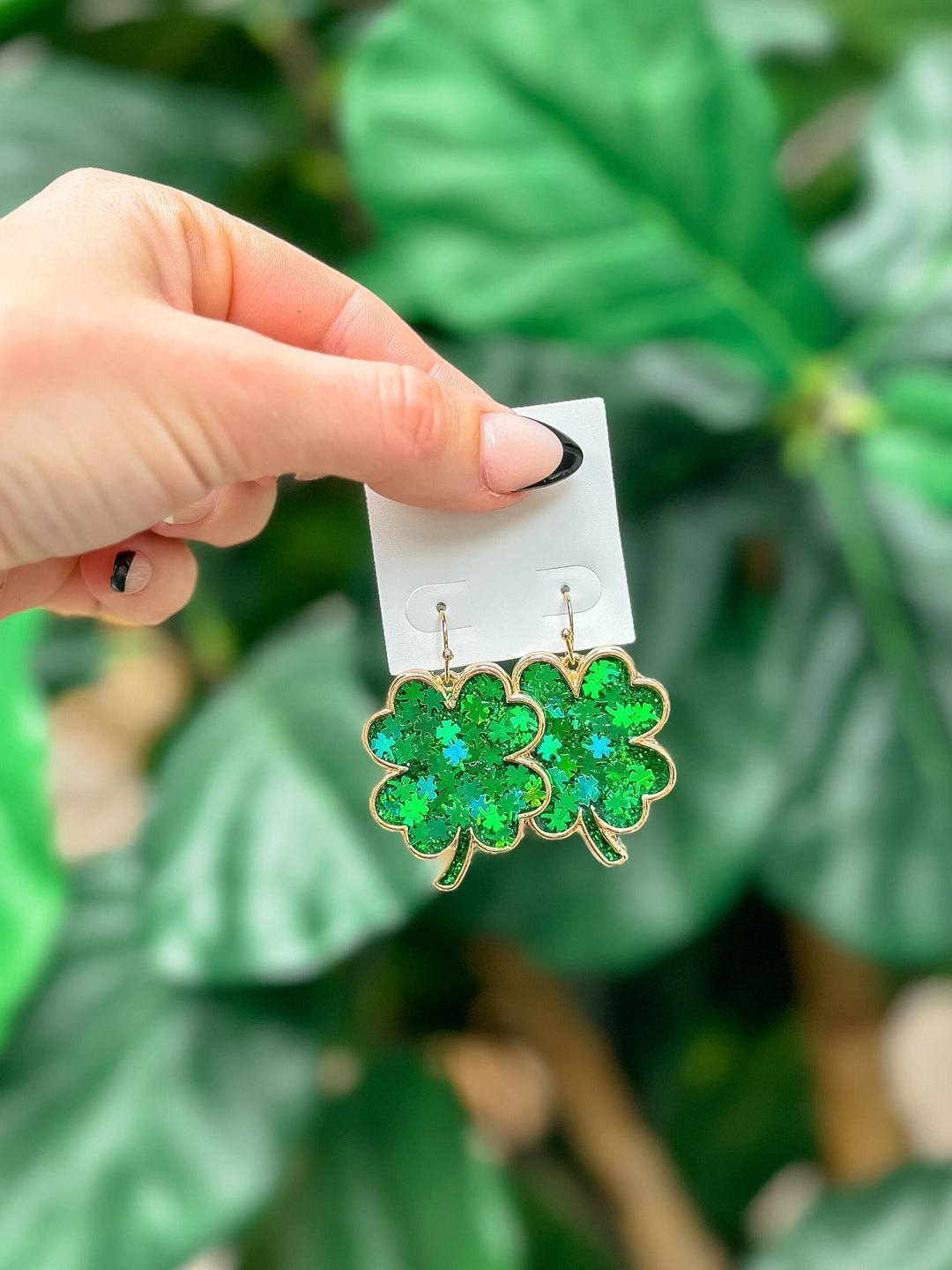 Confetti Glitter Clover Dangle Earrings