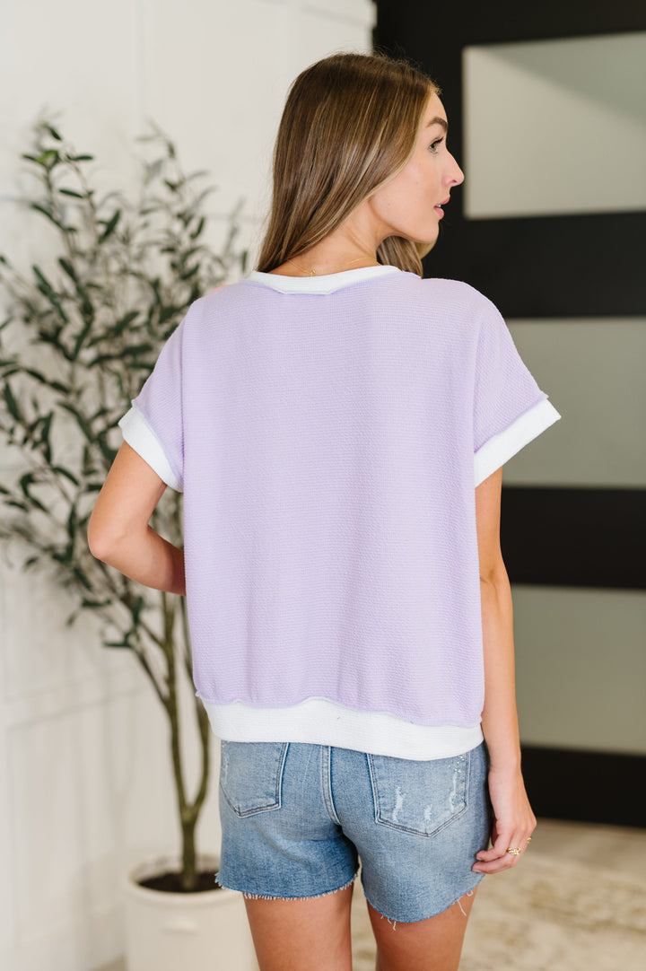 Contrast Club Color Block Top in Lilac, Orange and Denim