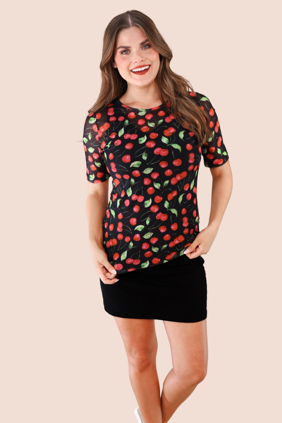 Wild Cherry Mesh Top by Jess Lea