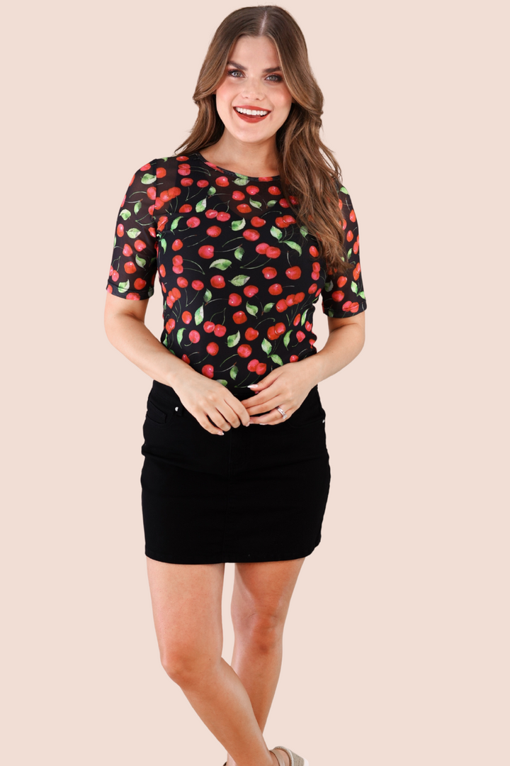 Wild Cherry Mesh Top by Jess Lea