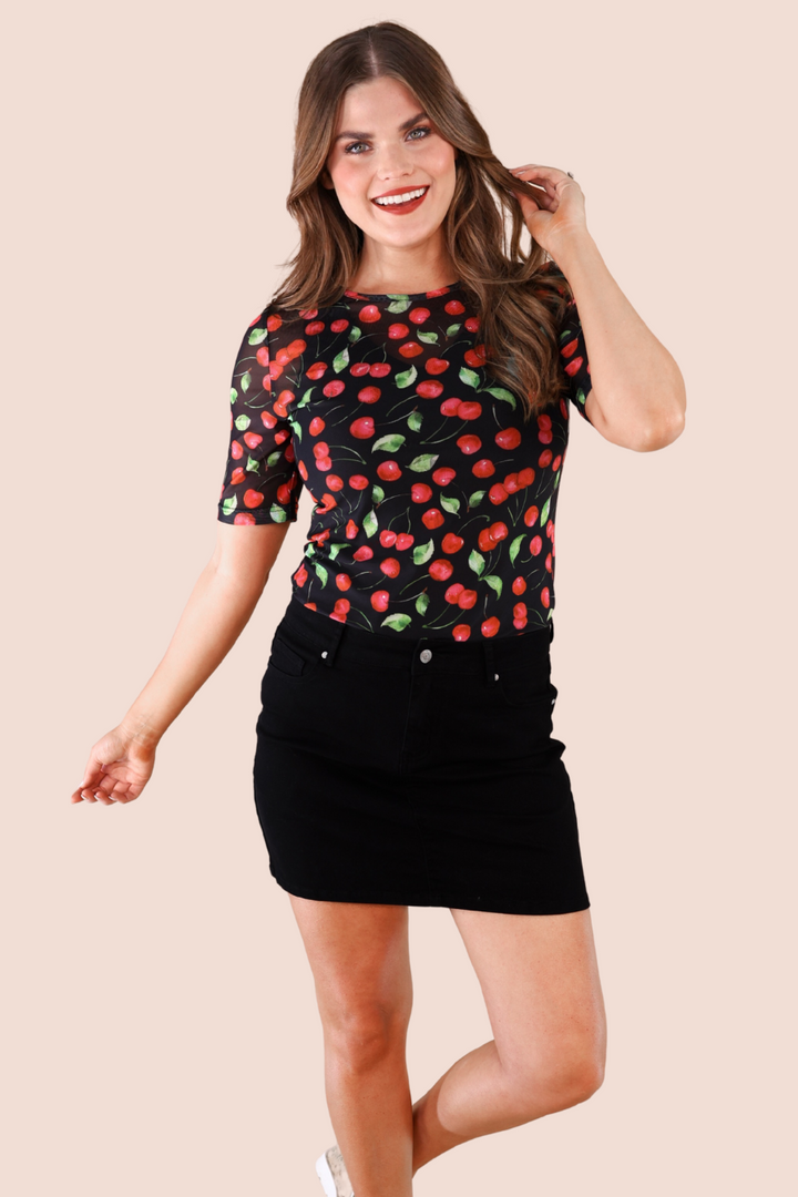 Wild Cherry Mesh Top by Jess Lea