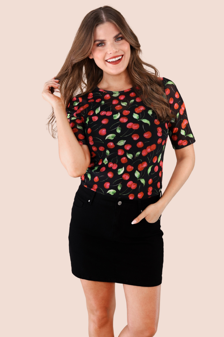 Wild Cherry Mesh Top by Jess Lea