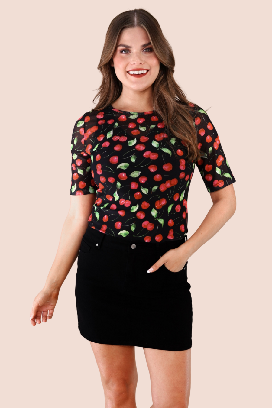 Wild Cherry Mesh Top by Jess Lea