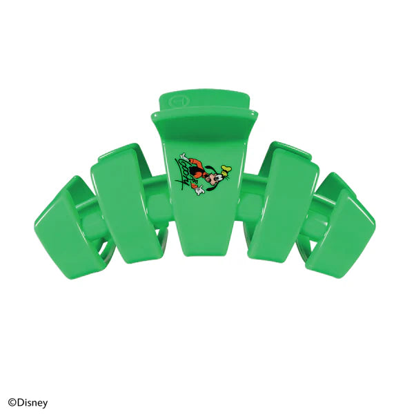 Disney x Teleties Goofy medium hair claw clip in green with Goofy character graphic on white background
