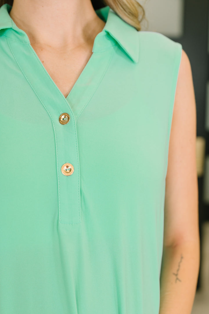 Coral Sands Collared Tank Dress in Aqua Mint - 4/21
