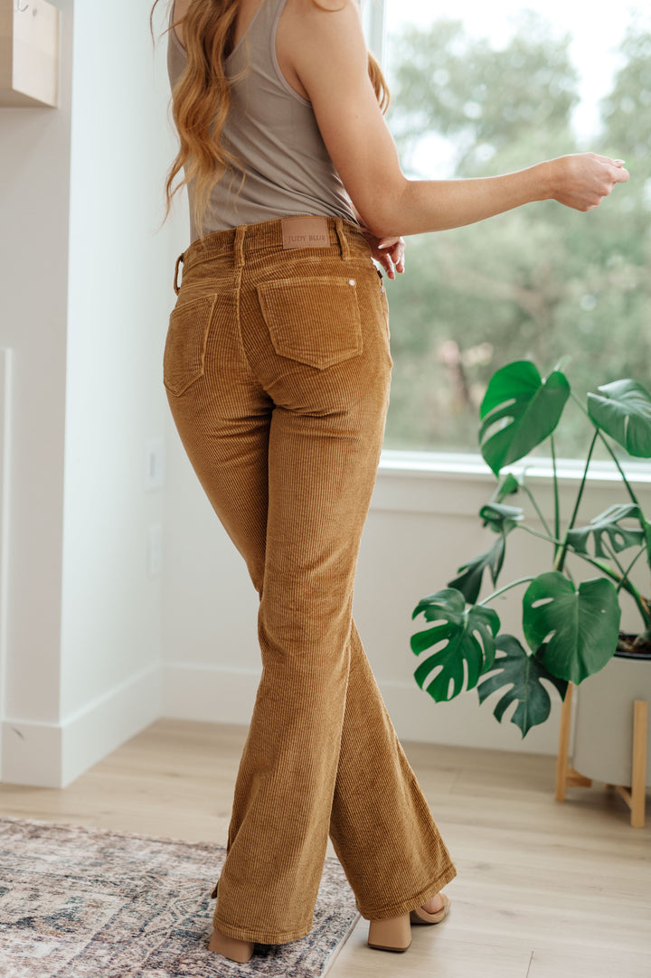 Cordelia Bootcut Corduroy Pants in Camel by Judy Blue