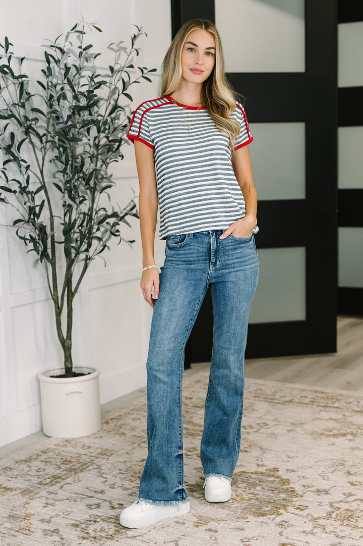 Country Stripe Casual Tee in Navy White - 5/21