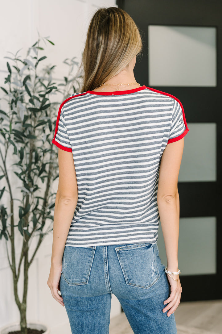 Country Stripe Casual Tee in Navy White - 5/21