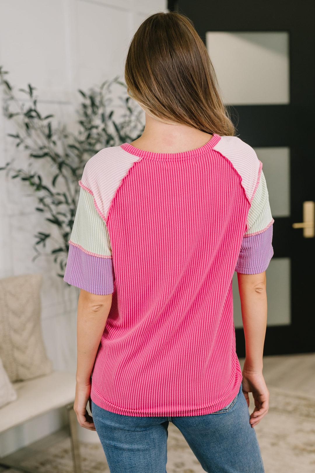 Cozy Collage Color Block Henley Top - 8/11