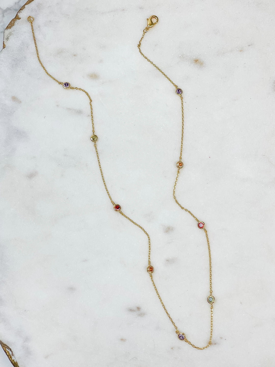 Cubic Zirconia Rainbow Station Necklace