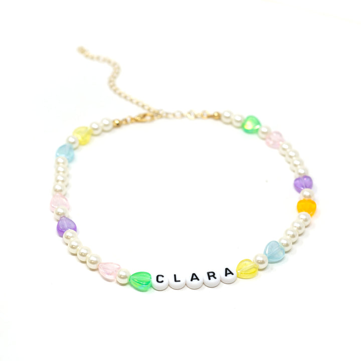Customized Clara Pearl and Heart Necklace by the Sis Kiss (Ships in 4 Weeks)