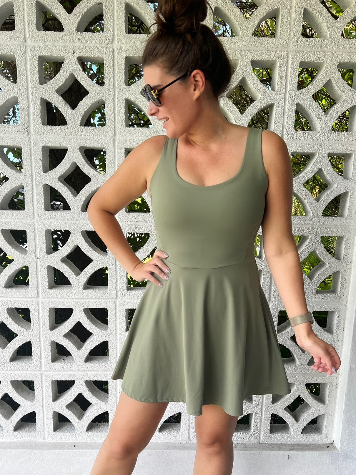 Final Sale: Fawnfit 3 in 1 Smoothing Athleisure Tank Dress with Built-in Bra & Shorts