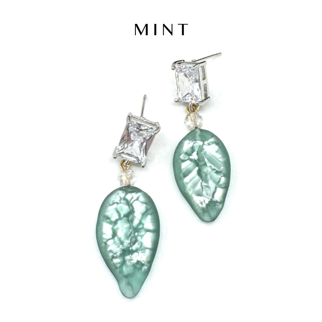 Shimmer Glass Leaf Earrings by Lettie Lovendale (Ships in 2-3 Weeks)