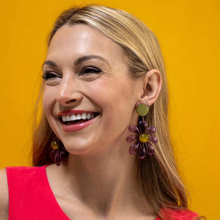 Retro Splat Flower Earrings by Leetie Lovendale (Preorder: Ships in 2-3 Weeks)