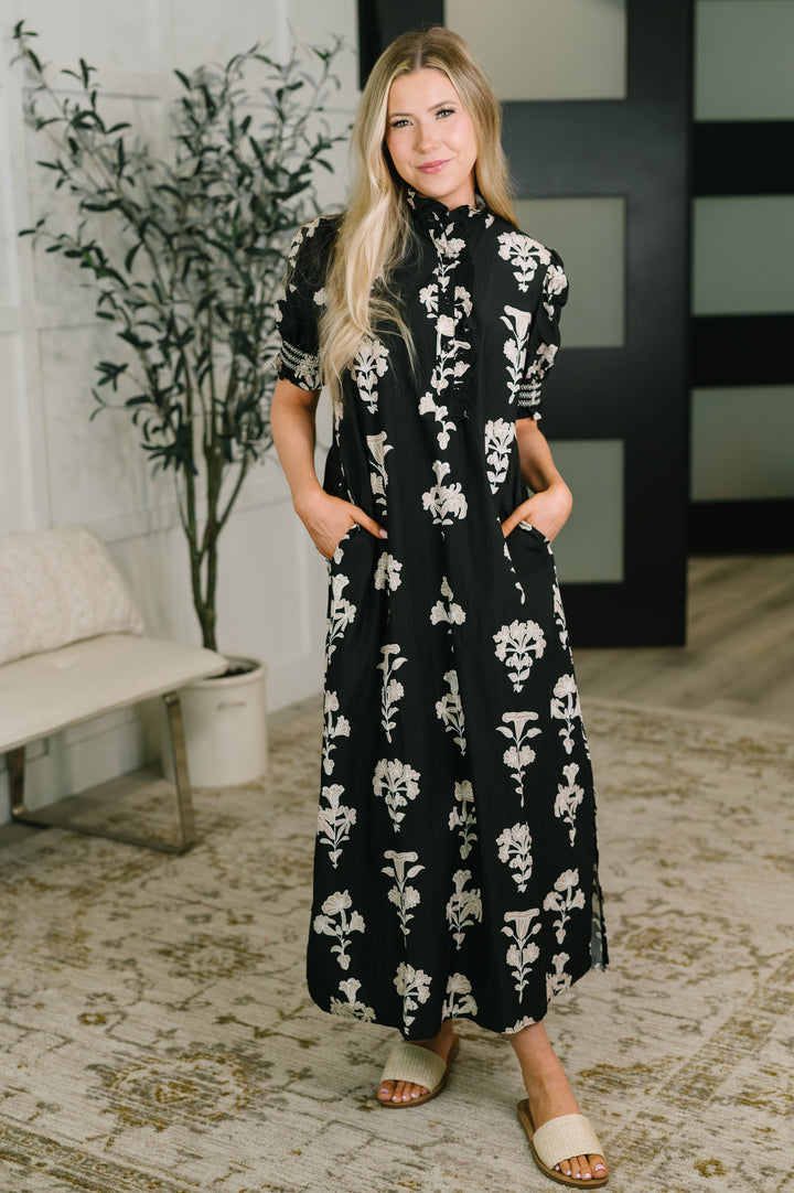 Dark Darlin' Puff Sleeve Maxi Dress - 7/28