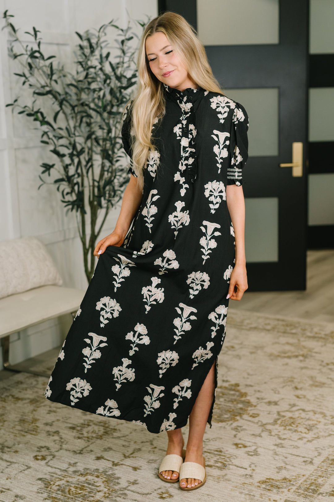Dark Darlin' Puff Sleeve Maxi Dress - 7/28