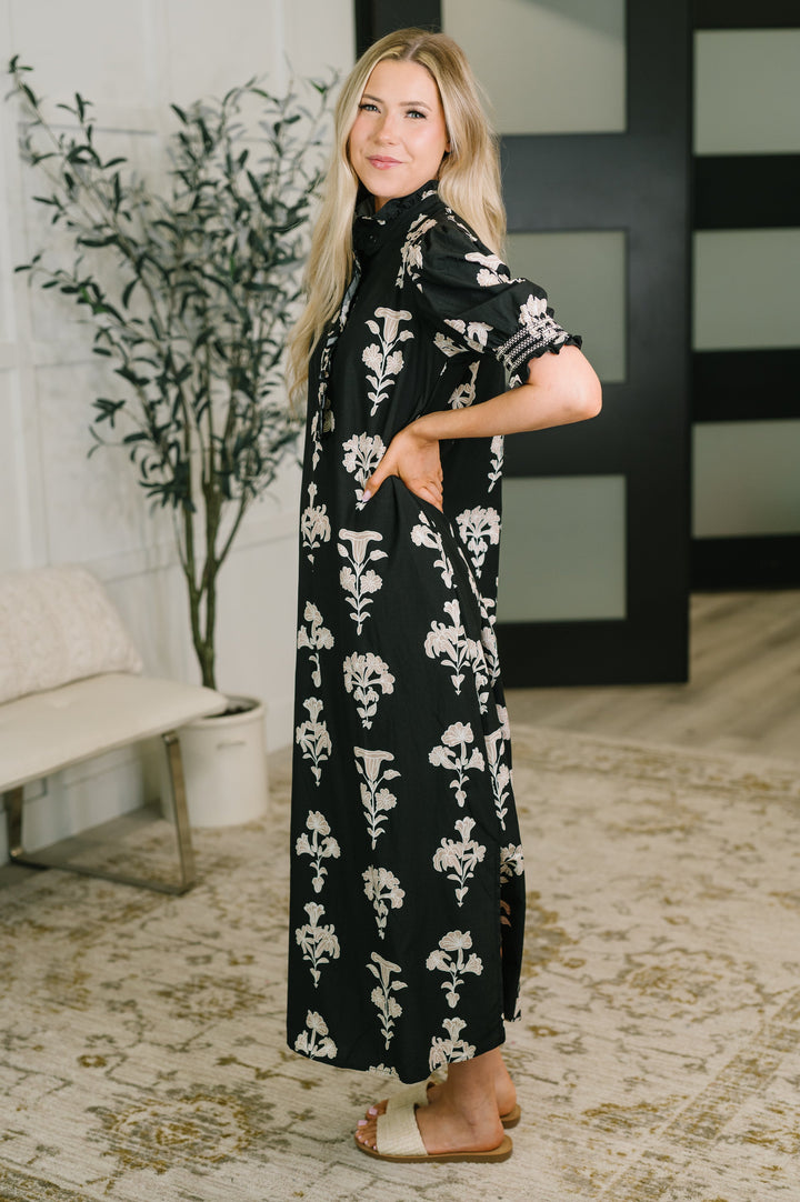 Dark Darlin' Puff Sleeve Maxi Dress - 7/28