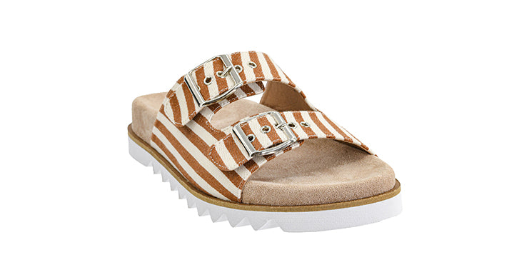 Dash Double Strap Sandals - Tan Natural Stripe by Corkys