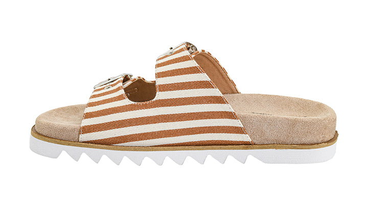Dash Double Strap Sandals - Tan Natural Stripe by Corkys