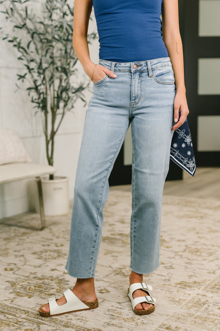 Dawn Mid Rise Ankle Straight w Bandana Loop by Judy Blue
