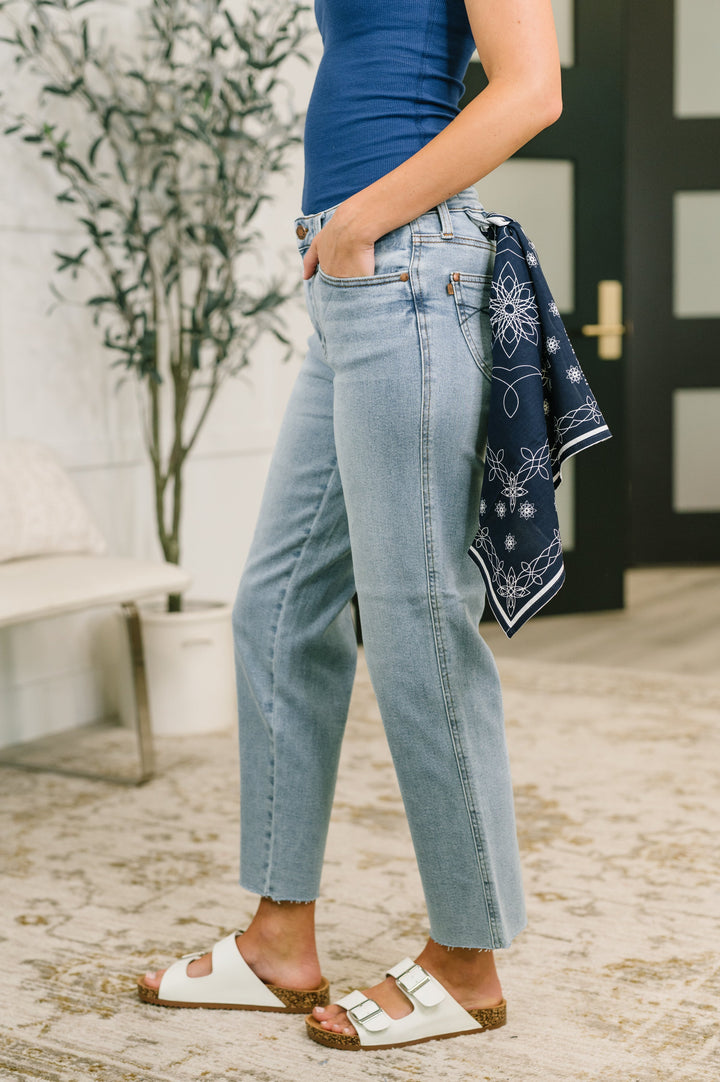 Dawn Mid Rise Ankle Straight w Bandana Loop by Judy Blue