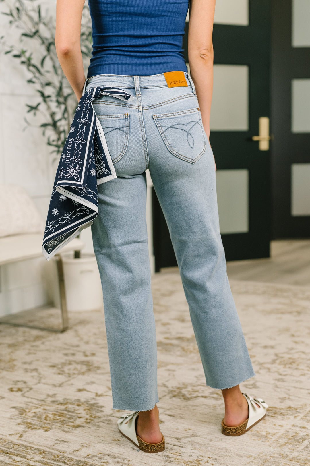 Dawn Mid Rise Ankle Straight w Bandana Loop by Judy Blue