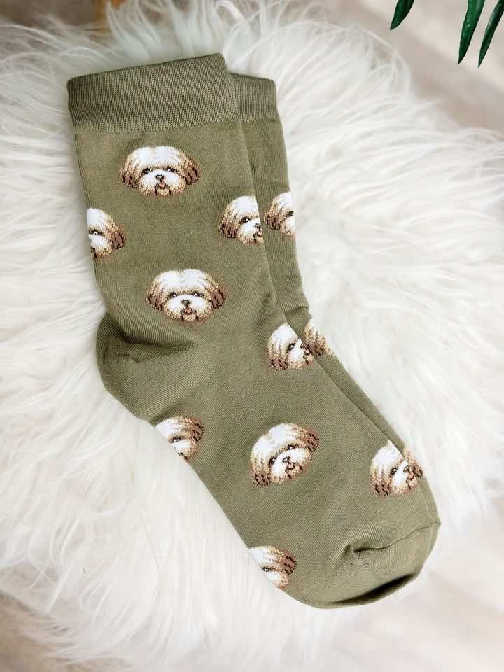Dog Printed Crew Socks