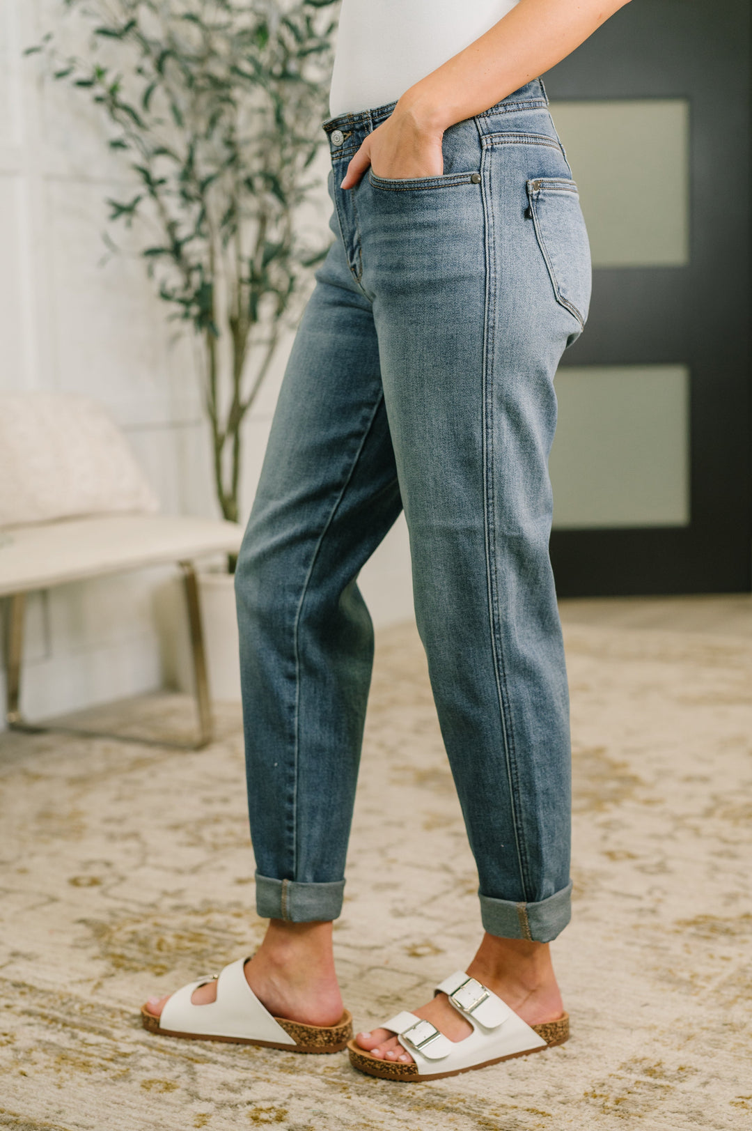 Doris Mid Rise Boyfriend with Adjustable Back Tab + Hollywood WB