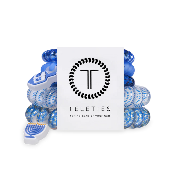 Teleties Hair Tie - Large and Small Band Pack of 5 - Drop It Like a Dreidel