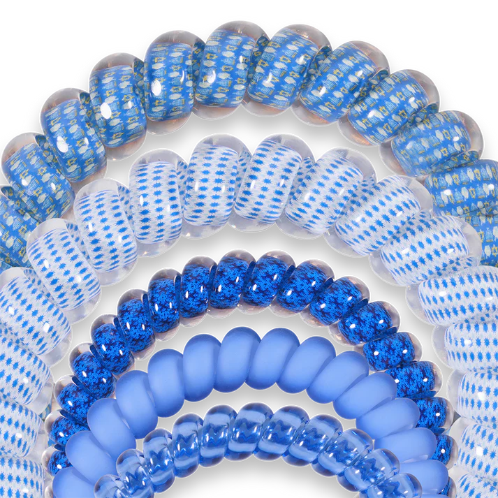 Teleties Hair Tie - Large and Small Band Pack of 5 - Drop It Like a Dreidel