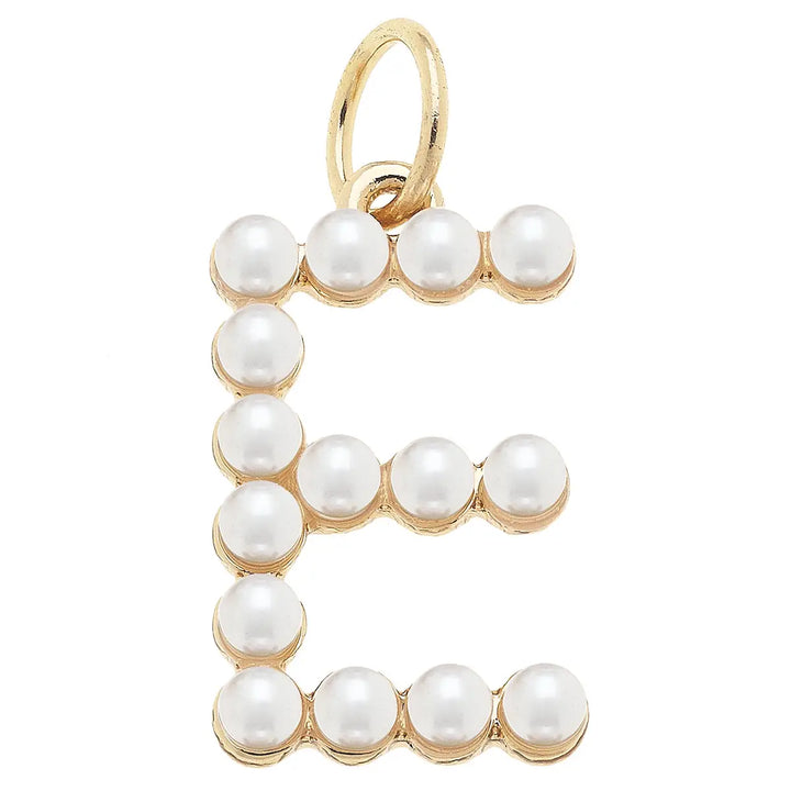 Pearl-Studded Letter Charm in Ivory By Canvas