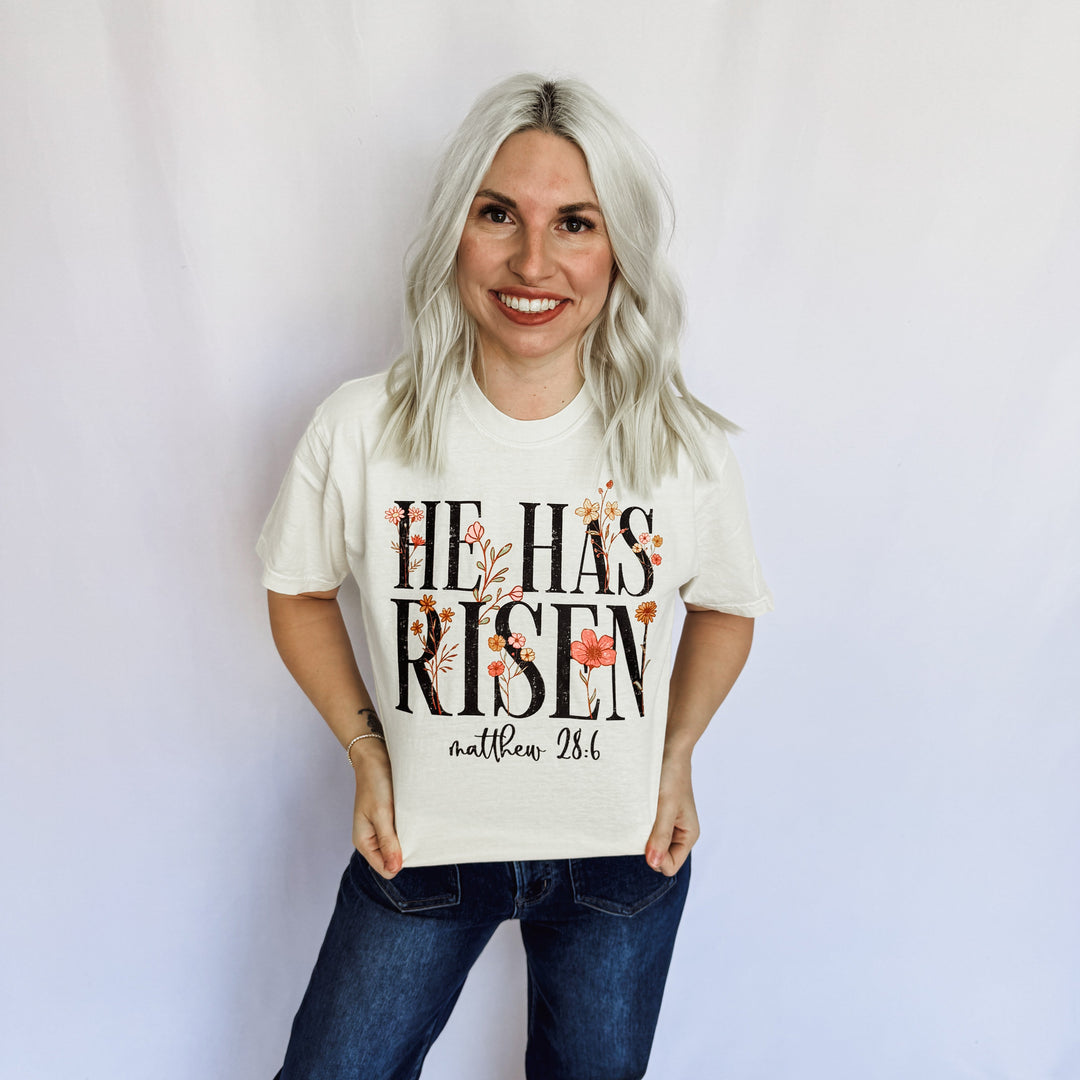 JAN ARRAY: He Has Risen Graphic Tee by Festivitees (Ships in 2-3 Weeks)