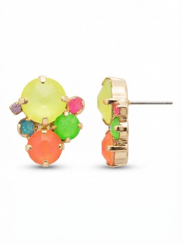 Crystal Assorted Rounds Stud Earrings by Sorrelli - Candy Carnival