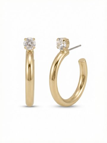 Keeley Studded Hoop Earrings by Sorrelli - Crystal