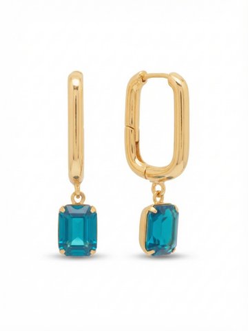 Octavia Rectangle Hoop Earrings by Sorrelli - Caribbean Blue Opal