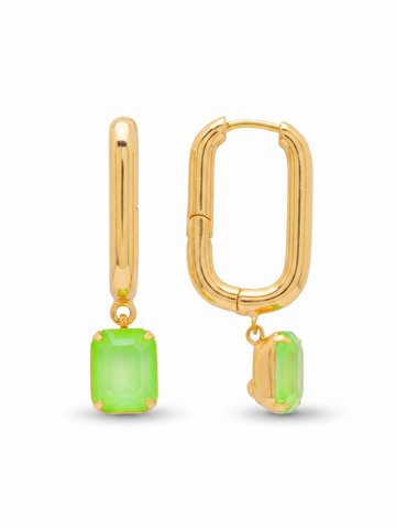 Octavia Rectangle Hoop Earrings by Sorrelli - Electric Green