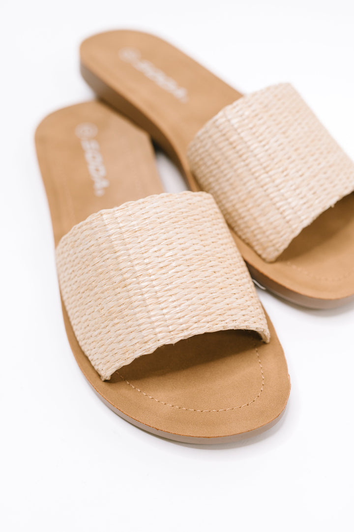 Efron Raffia Woven Slip On Sandal in Bone - 7/21