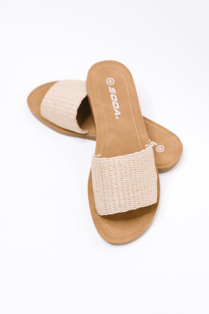 Efron Raffia Woven Slip On Sandal in Bone - 7/21